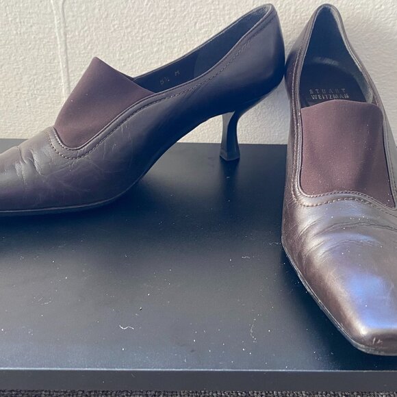 Vintage Late 1990s/Early 2000s Stuart Weitzman Square Toe Kitten Heels - Picture 1 of 8